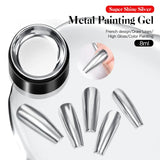 8ml Super Shine Silver Metal Painting Gel Nail Polish High-density Mirror Effect Semi Permanant Nail Art Manicure Varnish