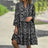 Women Floral Print Maxi Dress Fashion Casual V Neck Long Dress Plus Size Summer Boho Dress Ruffle Three Quarter Sleeves Dresses - Lootquake