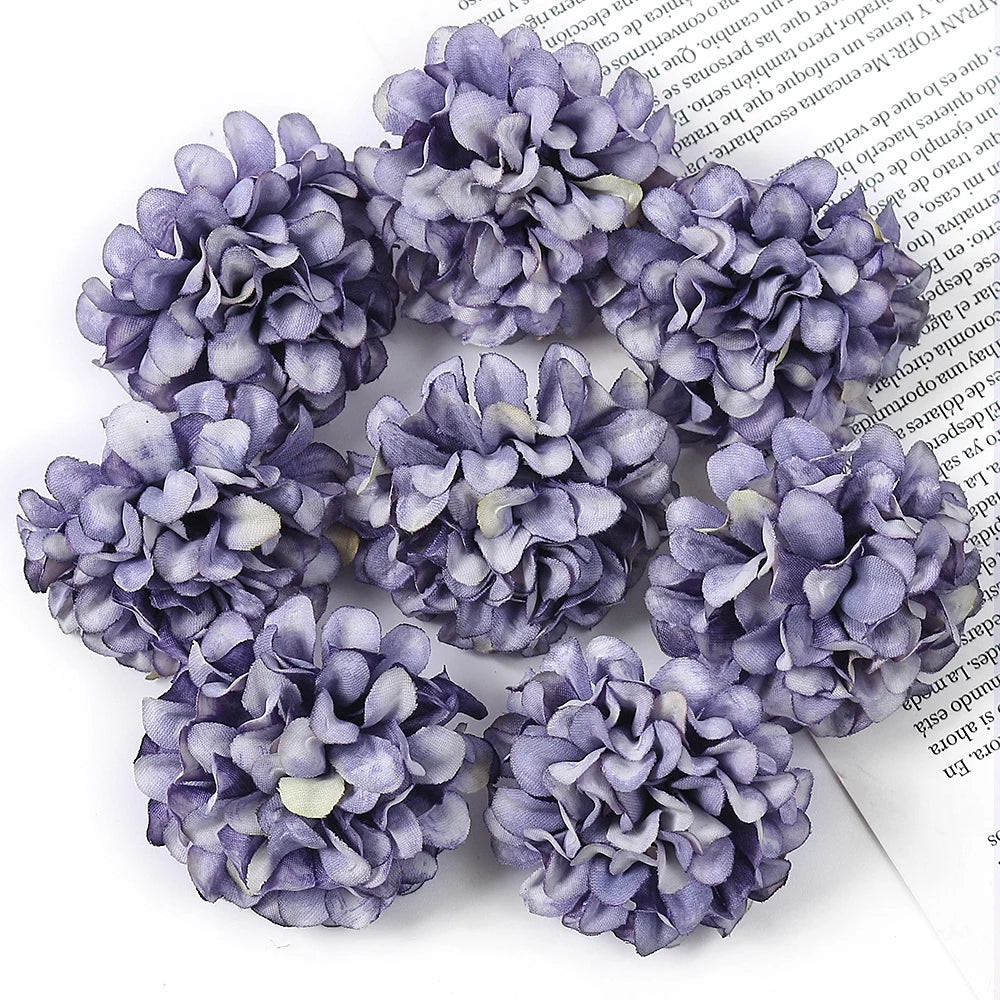 10Pcs Artificial Flowers Silk Hydrangea Fake Flower Head For Wedding Decoration Party Home Decor DIY Wreath Gift Craft Accessory