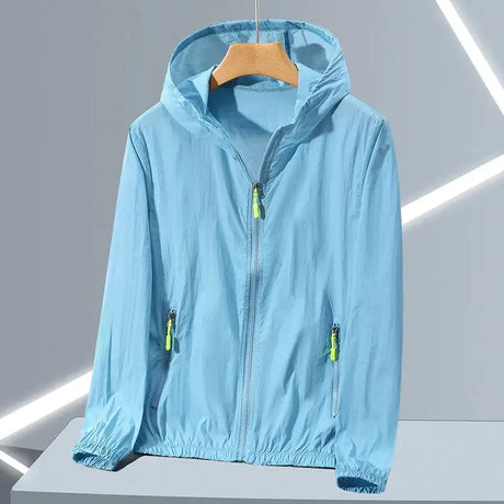2023 Summer Men's Windbreaker Big Size Sun Protection Clothing Korean Style Ultra-thin Streetwear Zipper Hooded Jackets Man - Lootquake