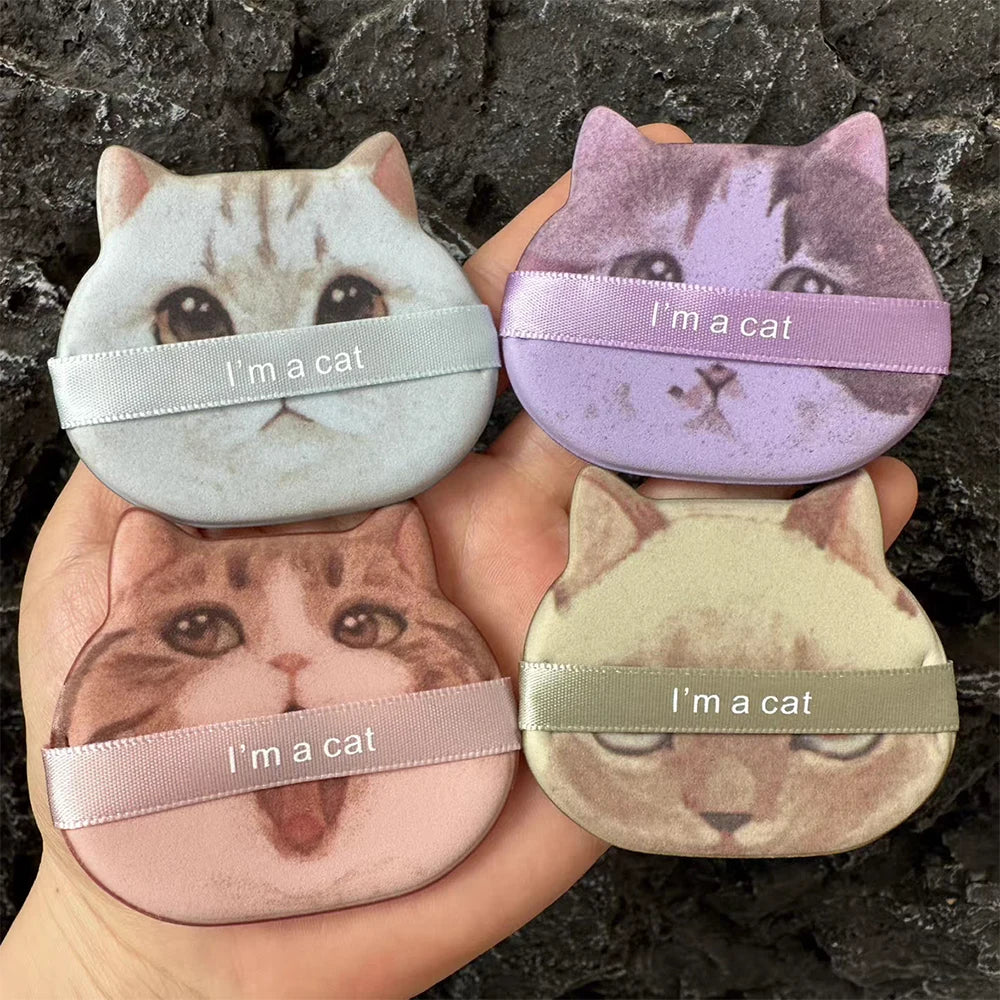 1/20 unidades de borlas de gato bonitas, base líquida, herramienta de maquillaje cosmético, corrector en polvo suave, belleza, borla de polvo de doble uso seca y húmeda