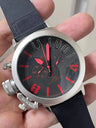 Mens Mechanical Automatic U Black Wristwatch Stainless Steel Rubber White Blue Left Hook Big Boat Watch 50mm - Lootquake