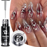 5ML Gold Silver Metallic Liner Paint Gel Polish Chrome Mirror Metal Effect Super Bright French UV LED Semi Permanent Nail Gel