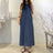 Women's Sleeveless Denim Long Dress Fashionable Round Neck Sleeveless Pocket Denim Skirt Loose Vest Denim Long Dress - Lootquake