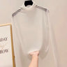 Camisa neón para mujer, de manga larga, con cuello alto, transparente, de malla amarilla dorada, sexy, para fiesta, club, ropa de calle, camisetas de hip hop