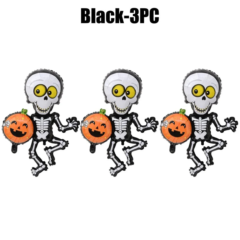 Halloween Balloon Decor Set with Pumpkin Skull Foil Balloons for Spooky Themed Party and Fun Cartoon Shaped Balloons