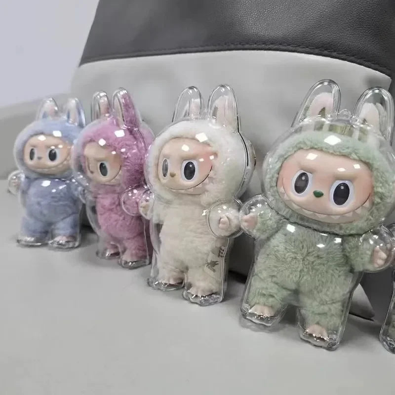Étui de protection Labubu 17 cm Labubu V1V2V3, adapté au port de vêtements, étui de rangement en acrylique transparent, cadeaux DIY