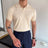 Men's Polo Shirt Elbow-Sleeved T-shirt Fashion Polo Collar Slim-Fit Men Clothing Woolen Sports Polo Tee Shirt Man Golf Shirt EUR - Lootquake