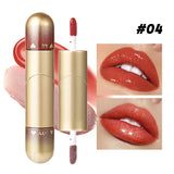 1pcs Double-head lip gloss lipstick, hydrating and moisturizing, foldable, sparkling mirror-like, nourishing lip gloss