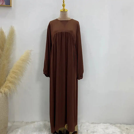 Plain Abaya Muslim Long Dress Women Balloon Sleeve Casual Islamic Clothing Dubai Turkish Modesty Kaftan Ramadan Eid - Lootquake