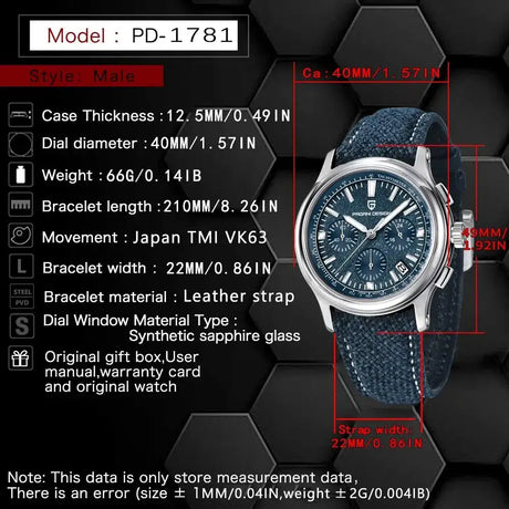 New PAGANI DESIGN 40MM Multifunctional Men's Quartz Watch Luxury Sapphire Glass AR Coated Chronograph Men's Watch - Lootquake