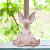 Cat Figurine Sphynx Meditation Statue Yoga Animal Cat Meditate Art Sculpture Micro Decoration Garden Home Office Ornament