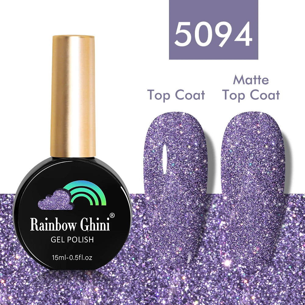 Rainbow Ghini UV LED Glitter Purple Gel Nail Polish 15ml Manicure Art Accessories Nail Glue Supplies for Professionals Varnishes