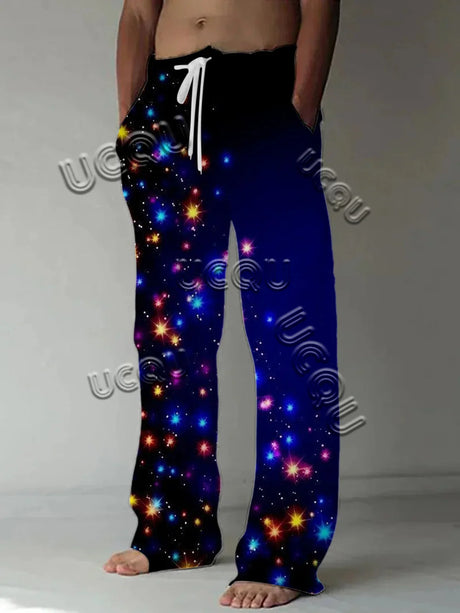 Men'S Christmas Pants 3D Funny Santa Print Casual Pants American Drawstring Loose Lightweight Fashionable Hip-Hop Sports Pants - Lootquake