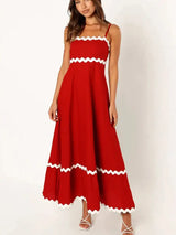 Striped Contrasting Colors Long Dress Women Spaghetti Strap High Waist Backless Party Evening Dresses Female Sleeveless Spring - Lootquake