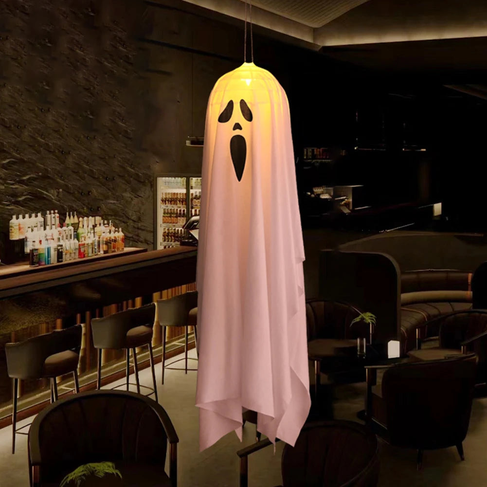 Spooky Ghost Halloween Decor Waterproof Halloween Glowing White Ghost Glowing Door Hanging Ghost for Halloween Garden Home Decor