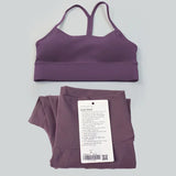 women 2 Pieces Yoga Set Women Sportswear Gym Top Y-shape Bra Fitness High Waist Leggings Workout Sports Clothes Tracksuits - Lootquake