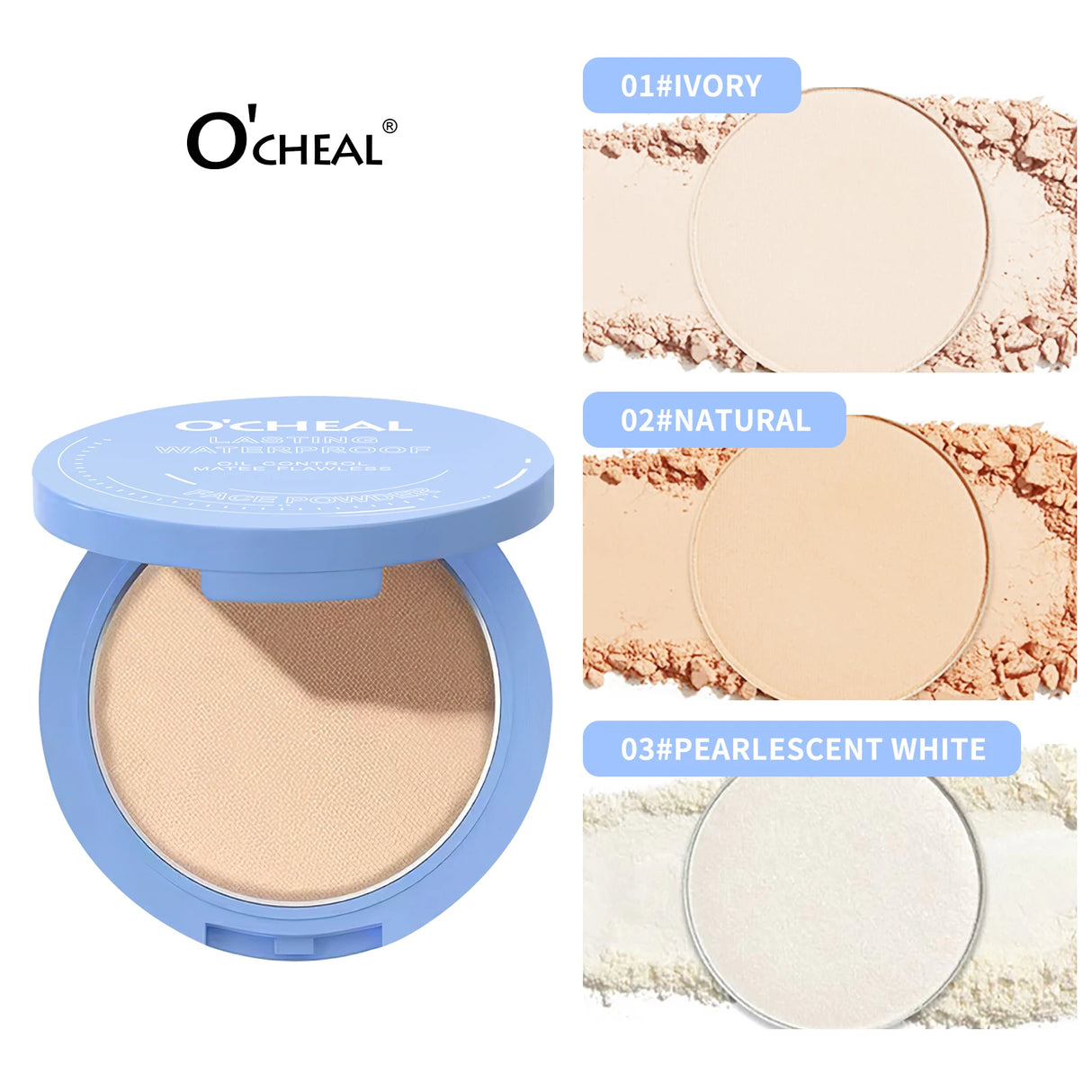 Polvos fijadores mate Ocheal para rostro, control de grasa, ligeros, radiantes, base de maquillaje, polvos compactos, maquillaje de cobertura total, cosmético