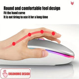 Souris de jeu sans fil, rétroéclairée, compatible USB, rechargeable, RVB, silencieuse, ergonomique, pour ordinateur portable et PC