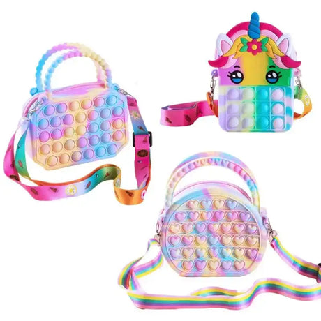 Pop Purse Silicone Sensory Push Pop Bubble Bag Crossbody Bag Antistress Toys Reliver Autism Handbag Coin Pouch for Kids - Lootquake