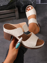 Women Summer Lightweight Hollow Sandals High Heels New Dress Chunky Open Toe Slippers Female 2024 Casual Slingback Slides Shoes - Lootquake