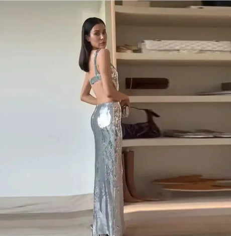 Women's Dresses Fashion Summer Suspender Backless Glitter Long Dress for Women - Lootquake