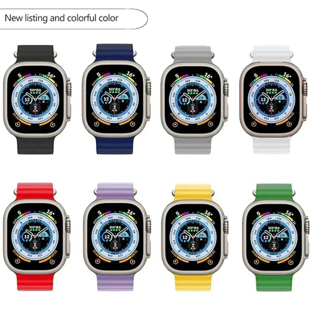 Silicone Strap For watch band 44mm 40mm 49mm 45mm 41mm 38mm accessorie correa bracelet iWatch Ultra 2 series 7 6 5 se 8 9 - Lootquake