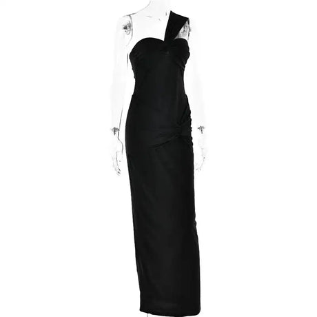 Mozision Strapless Backless Sexy Maxi Dress For Women Fashion One Shoulder Sleeveless Bodycon Club Party Long Dress Elegant - Lootquake