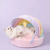 Cat House Bed Cute Cat Bed Rainbow Tent Pet Dog Sleeping Pad Winter Warm Deep Sleep Cat Nest Comfortable Breathable Cat House - Lootquake