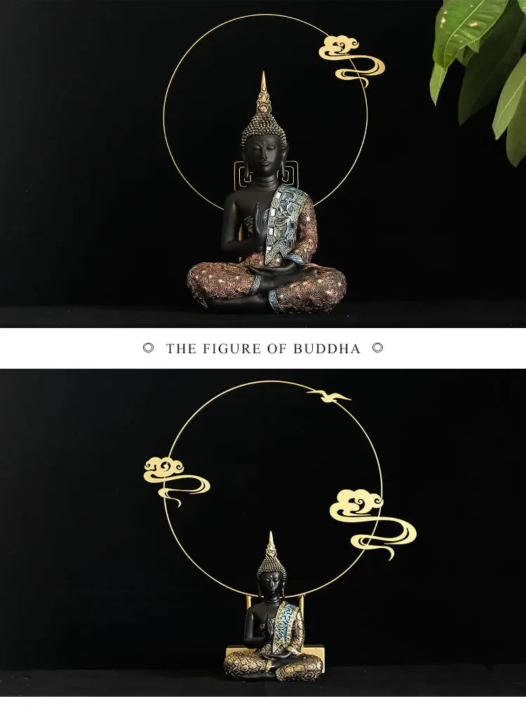 Estatua grande de Buda de Tailandia, escultura de Buda de resina verde hecha a mano, budismo hindú, fengshui, figura de meditación, decoración del hogar