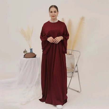 Plain Abaya Muslim Long Dress Women Balloon Sleeve Casual Islamic Clothing Dubai Turkish Modesty Kaftan Ramadan Eid - Lootquake