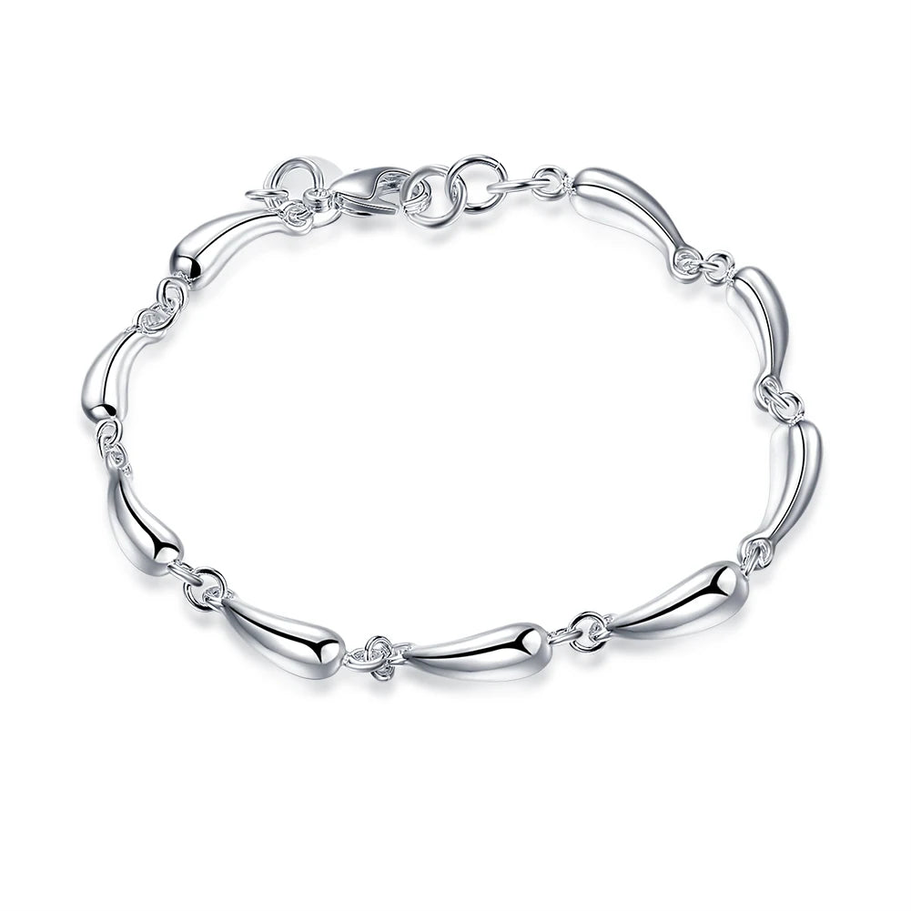 Pulsera de plata de ley 925 con dije de moda para hombre y mujer, cadena de cuerda trenzada, joyería fina, regalo de boda, fiesta y Navidad.