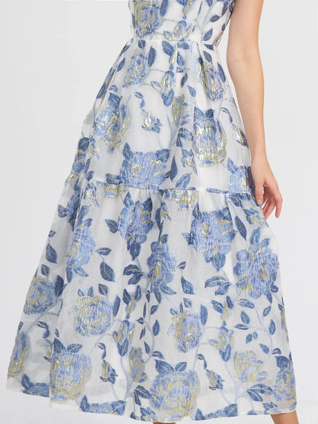 Elegant Organza Woman Dress 2024 New Arrival Long Dress Maxi Evening Sleeveless Beach Boho Summer Embroidery Flower Vestidos - Lootquake