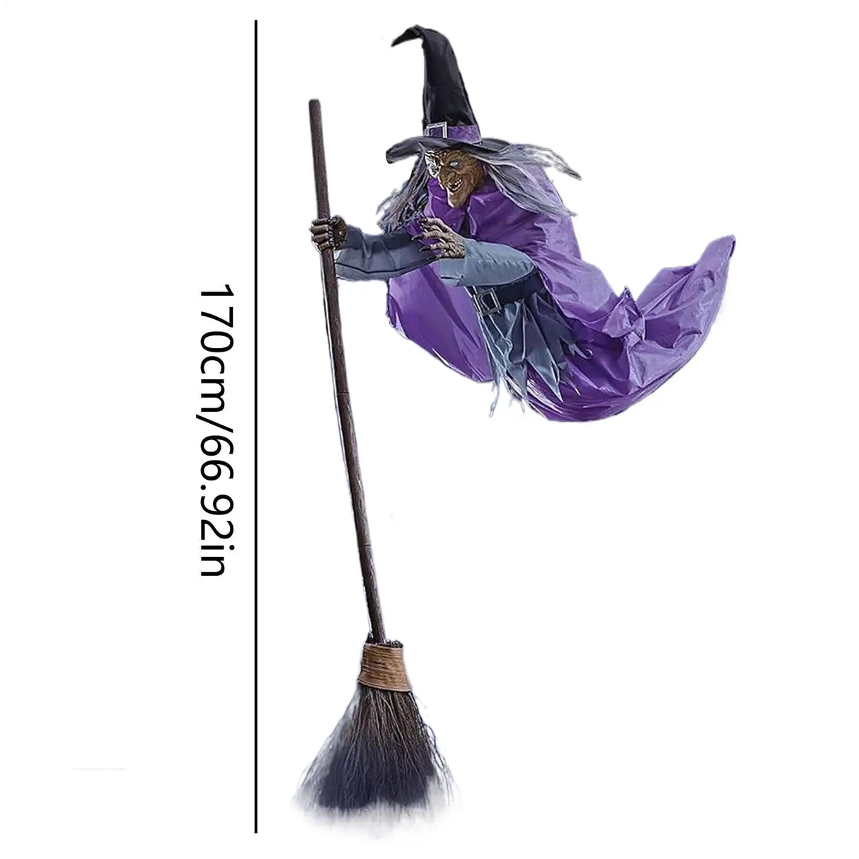 Halloween Flying Witch Decor Hovering Flying Witch Decorations with Scary Sound Halloween Props Horror Themed Scary Props