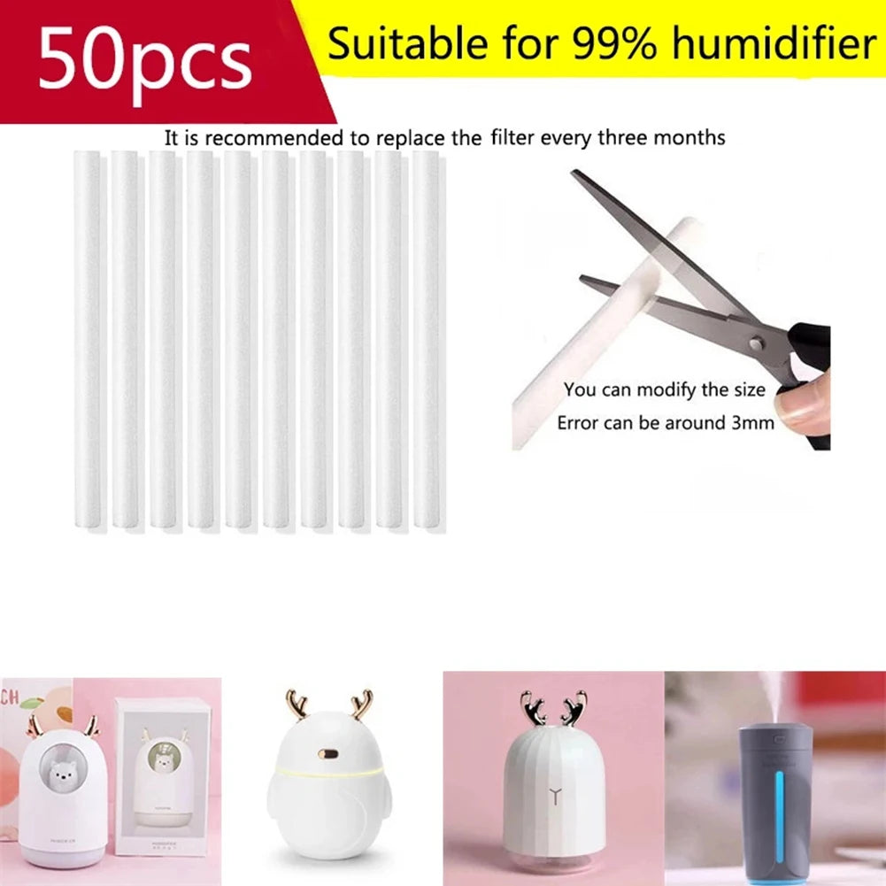 8X200mm Large Humidifier Aroma Filter Atomizer Replacement Cotton Swab 50Pack Humidifier Filter Can Be Cut