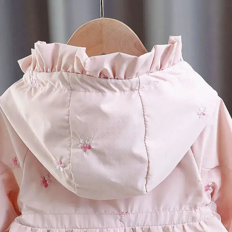 Girls Windbreaker Medium Length Coat Spring and Autumn New Children's Fashion Hooded Coat Little Girl Trench Coat - Lootquake