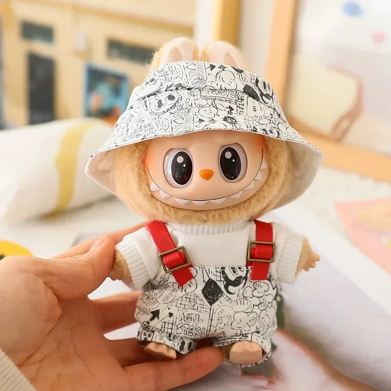 Labubu V1 V2 génération poupée imprimé sweat à capuche décontracté marque de mode cardigan chapeau de pêcheur vêtements de travail cadeau d'anniversaire