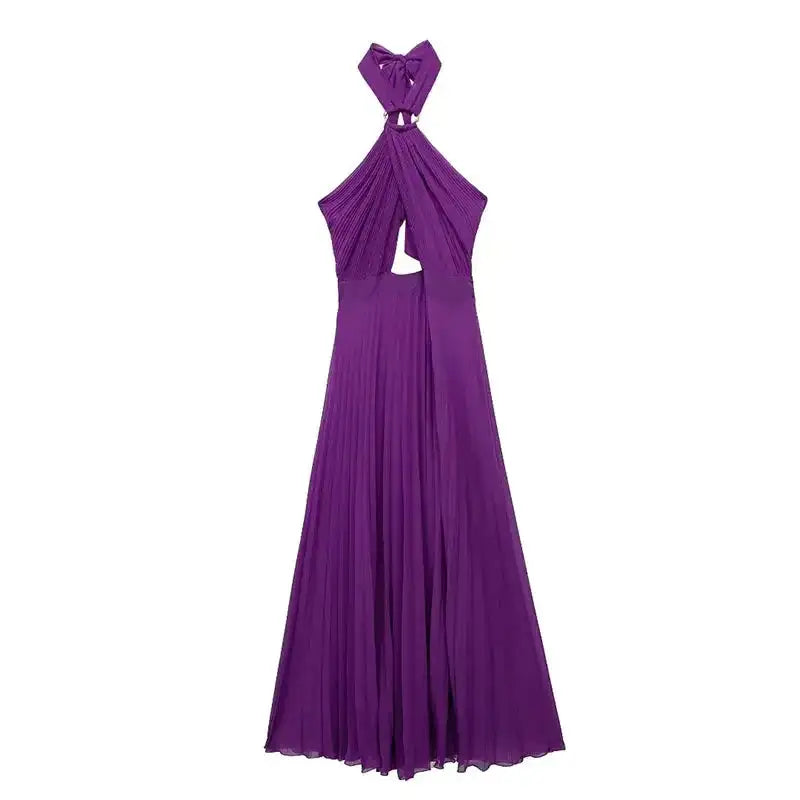 Hanging Neck Strap Split Long Dress Women Wrap Chest Backless High Waisted Slim Fit Robes Summer Chic Female Streetwear Vestido - Lootquake