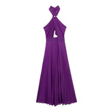 Hanging Neck Strap Split Long Dress Women Wrap Chest Backless High Waisted Slim Fit Robes Summer Chic Female Streetwear Vestido - Lootquake