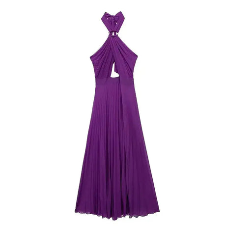 Hanging Neck Strap Split Long Dress Women Wrap Chest Backless High Waisted Slim Fit Robes Summer Chic Female Streetwear Vestido - Lootquake
