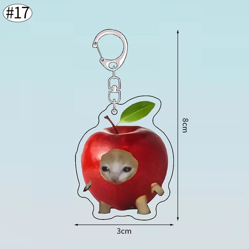 Funny Banana Cat Key Chain Creative Acrylic Happy Cats Schoolbag Pendant Bag Accessories DIY Mobile phone Lanyard Student Gift - Lootquake