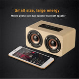 Altavoz Bluetooth de madera de 6 W, altavoces estéreo portátiles de alta fidelidad, reproducción TF, llamadas manos libres, entrada AUX, altavoz de graves superbajos, subwoofer dual