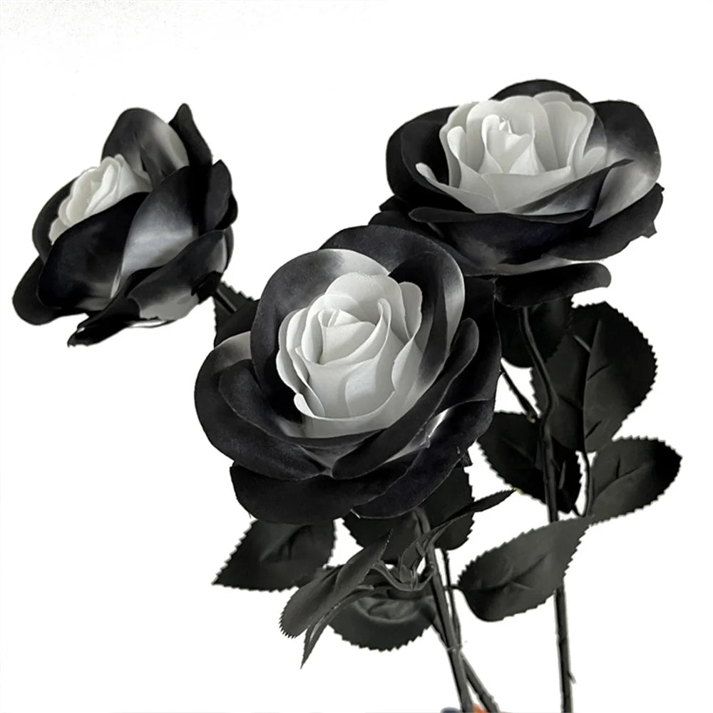 Halloween Decoration Artificial Flowers Bouquet With Pumpkins & Black Roses, Halloween Table Centerpiece For Dining Living Room