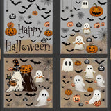 Halloween Theme Cute Spooky & Pumpkin Window Stickers Decor Living Room Glass Window Decorative Stickers Pvc Static Stickers