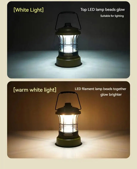 Retro Lamp Portable Camping Lantern USB Recharge Camping Tent Travel Light Vintage Outdoor Lighting Camping Equipment Flashlight - Lootquake
