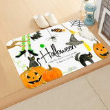 Halloween Theme  Pumpkin Witch Welcome Home Anti-Slip Door Mat Carpet  Decor Flannel Floor