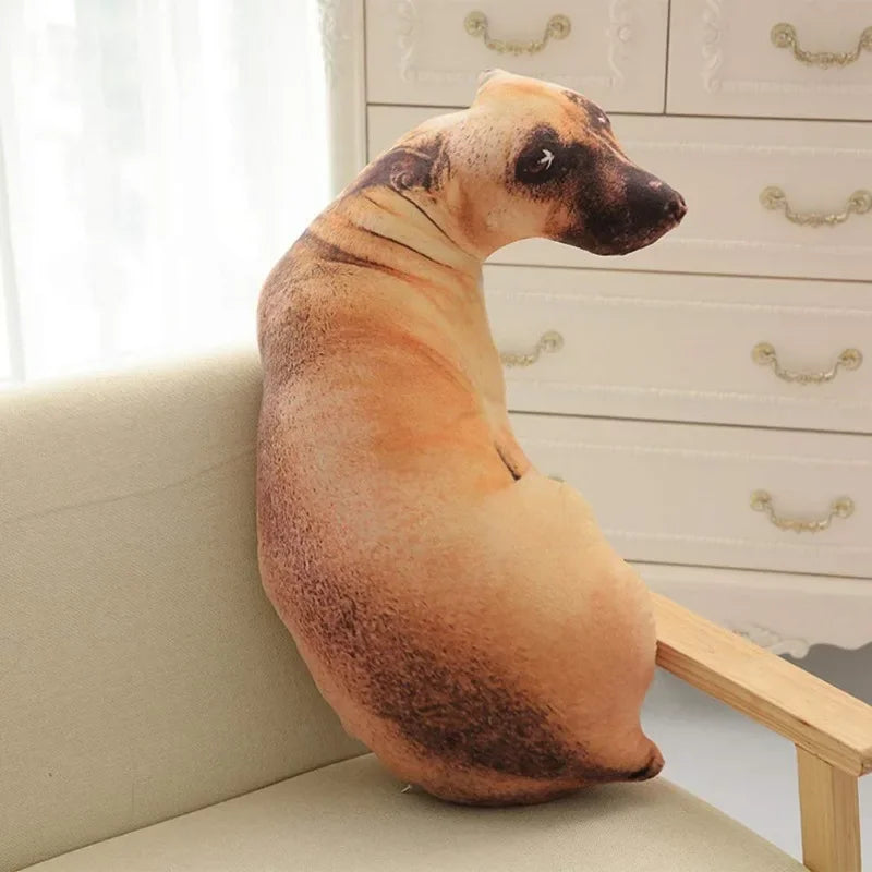 Cojín de perro 3D de peluche, muñeco de peluche realista, cojín para sofá, silla de oficina, decorativo, regalo creativo para el hogar