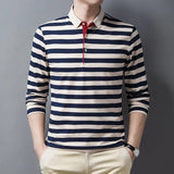 Male Sweatshirts 100℅ Cotton Pullover Stripe Business Formal Red Mens Polo Shirts Clothing Deals High Quality New Luxury Sale Xl - Lootquake