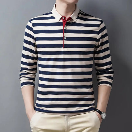 Male Sweatshirts 100℅ Cotton Pullover Stripe Business Formal Red Mens Polo Shirts Clothing Deals High Quality New Luxury Sale Xl - Lootquake