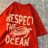 Respect The Ocean Green Turtle T Shirt Men Oversized Clothes Hip Hop Breathable Short Sleeve Harajuku Summer Cotton T-Shirt - Lootquake